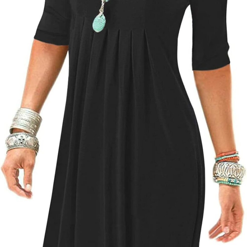 Women's Summer Casual Cotton Blend Knee Length Tunic Dress for Work & Travel